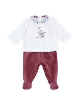 Chicco - Girls White-Maroon Embroidered Top with Leggings