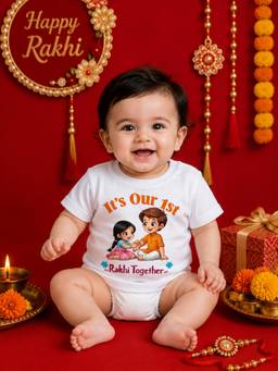 BLUSHES - Unisex Cotton Knit Graphic Printed Rakhi T-shirt - White