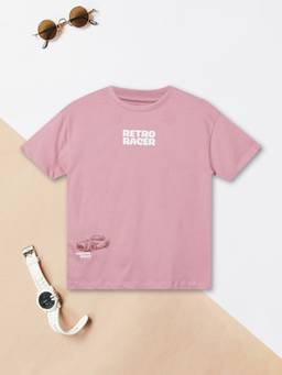 max - Girls Pink Retro Racer Graphic Printed T-shirt