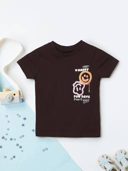 max - Boys Brown Printed T-shirt