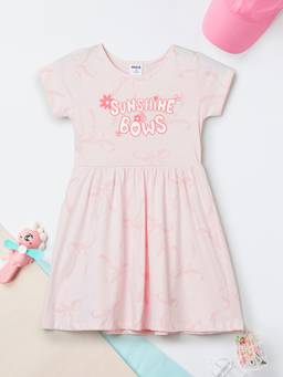 max - Girls Pink Text Printed Dress