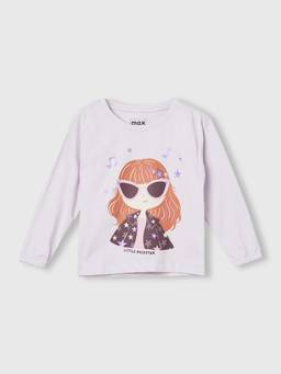 max - Girls Lavender Graphic Printed T-shirt