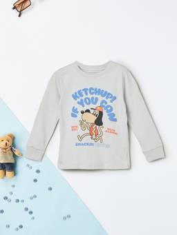 max - Boys Grey Graphic Printed T-shirt