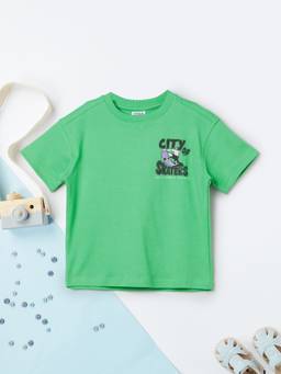 max - Boys Green Printed T-shirt