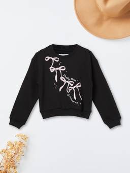 max - Girls Black Printed Sweatshirt