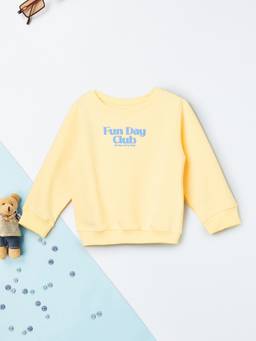 max - Boys Yellow Text Printed Sweatshirt