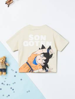 max - Boys Beige Dragon Ball Graphic Printed T-shirt