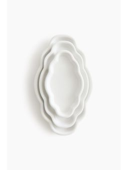 H&M - White 3-Piece Porcelain Serving Plate Set