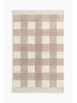 H&M - Beige Checked Cotton Rug