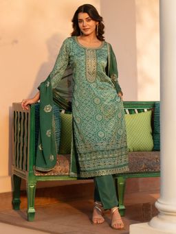 Libas - Green Yoke Embroidered Kurta with Pant & Dupatta (Set of 3)