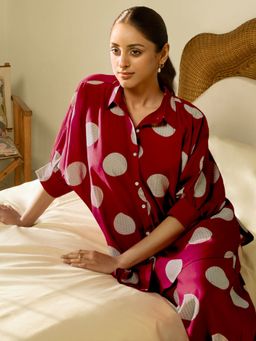 Libas - Red Printed Silk Blend Co-Ords for Women