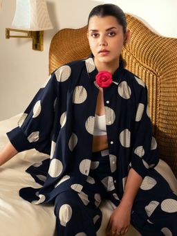 Libas - Blue Printed Silk Blend Co-Ords for Women