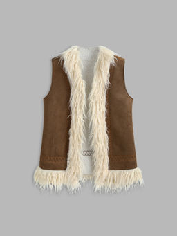 Cider - Faux Shearling Fluffy Trim Vest