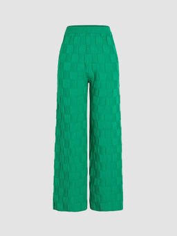 Cider - Solid Knitted High Waist Straight Leg Trousers