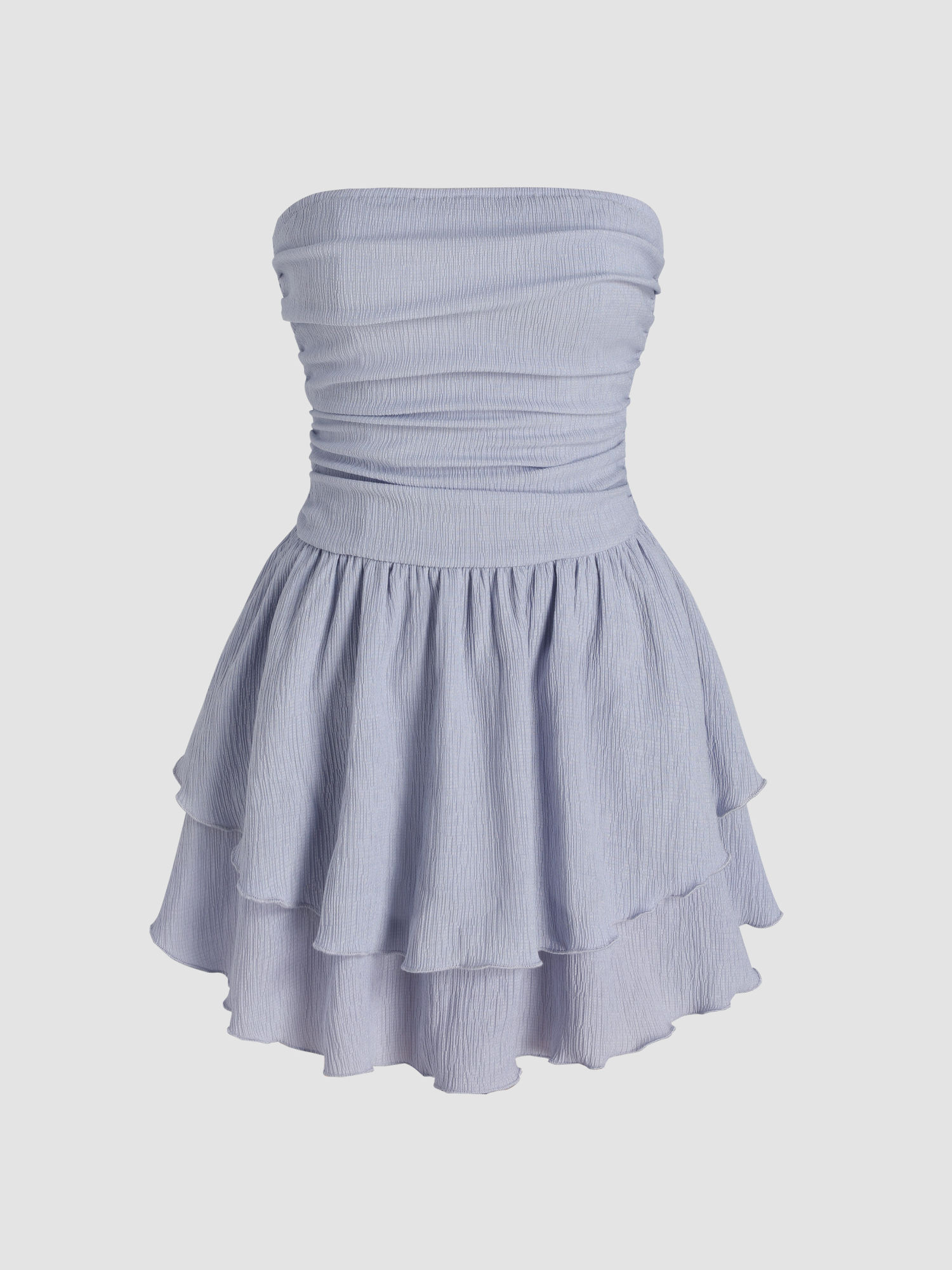 Tube Ruched Ruffle Mini Dress