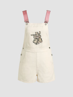 Cider - Denim Bunny Buckle Pocket Romper