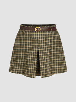 Cider - Mid Waist Tartan Belted Skort Curve & Plus