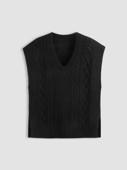 Cider - Wool-blend Cable Knit V-neck Vest