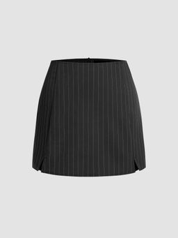 Cider - Mid Rise Stripe Slit Zipper Skort