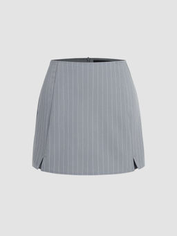 Cider - Mid Rise Stripe Slit Zipper Skort