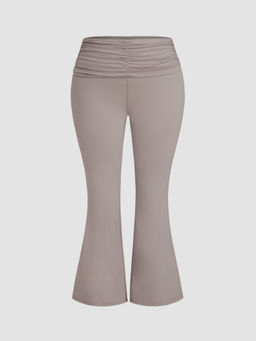 Cider - AIRY Mid Rise Solid Ruched Flared Leggings Curve & Plus