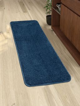 Saral Home - Neon Shaggy Yarn Anti-Skid Bedside Runner Mats-Blue-45X120 Cm