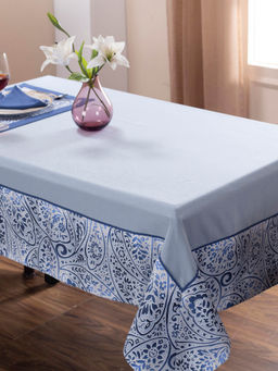 Maspar - Cotton Printed Table Cover - 183 x 264 cm - Blue (10 Seater)