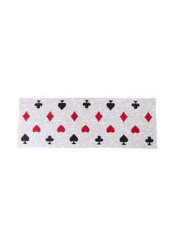 Maspar - Cotton Abstract Print Table Runner - 33 x 91 cm - White (4 Seater)