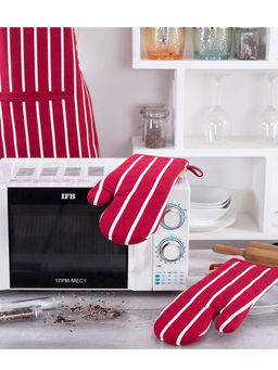 Maspar - Polyester Printed Regular Oven Mitt Set - Red (Pack of 2)