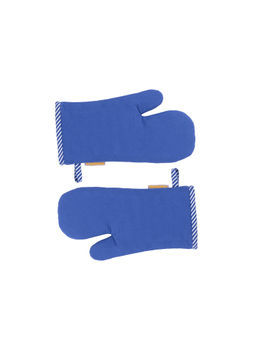 Maspar - Polyester Printed Regular Oven Mitt Set - Blue (Pack of 2)
