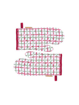 Maspar - Polyester Printed Regular Oven Mitt Set - Red (Pack of 2)