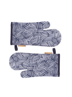 Maspar - Polyester Printed Regular Oven Mitt Set - Black (Pack of 2)