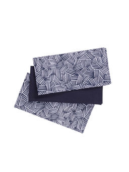 Maspar - Polyester Printed Regular Kitchen Towel Set - Blue (Pack of 3)