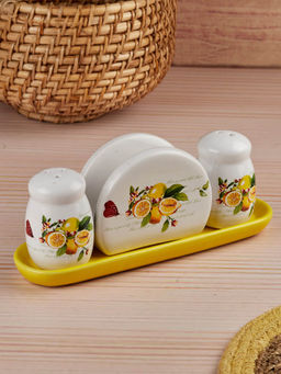 Kookee - Ceramic Salt and Pepper Shakers Set with Tray - Yellow