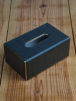 Kookee - Pu Leather Tissue Paper Holder Classy Tissue Organizer Case - Black