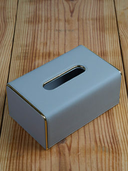 Kookee - Pu Leather Tissue Paper Holder Classy Tissue Organizer Case - Grey