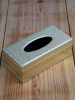 Kookee - Pu Leather Tissue Paper Holder Classy Tissue Organizer Case - Gold