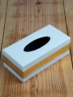 Kookee - Pu Leather Tissue Paper Holder Classy Tissue Organizer Case - White