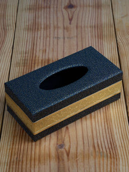 Kookee - Pu Leather Tissue Paper Holder Classy Tissue Organizer Case - Black