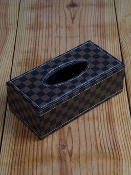 Kookee - Pu Leather Tissue Paper Holder Classy Tissue Organizer Case - Brown