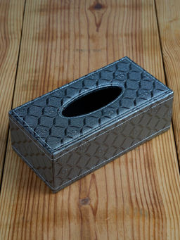 Kookee - Pu Leather Tissue Paper Holder Classy Tissue Organizer Case - Grey