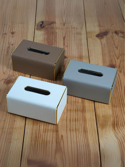 Kookee - Pu Leather Tissue Paper Holder Classy Tissue Organizer Case - Multi-Color (Pack of 3)