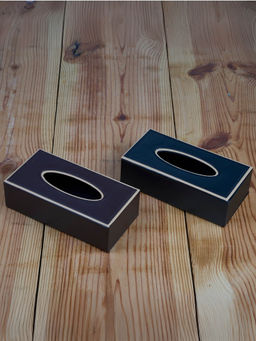 Kookee - Pu Leather Tissue Paper Holder Classy Tissue Organizer Case - Multi-Color (Pack of 2)