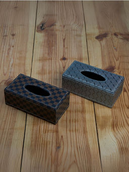 Kookee - Pu Leather Tissue Paper Holder Classy Tissue Organizer Case - Multi-Color (Pack of 2)