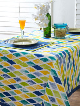 Maspar - Cotton Printed Regular Table Cover - Blue