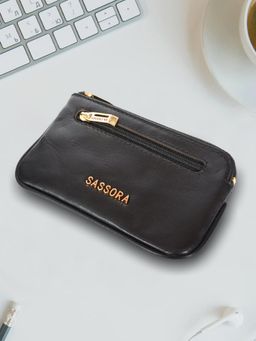 Sassora - Premium Leather Small Unisex Key Case Black