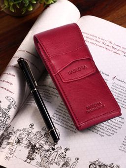 Sassora - Premium Leather Pen Case Maroon (M)