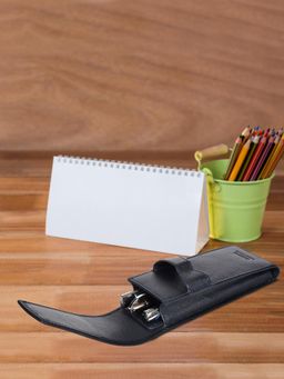 Sassora - Premium Leather Pen Case Navy Blue (M)
