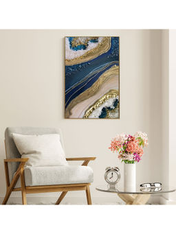 HomeTown - Ilona Abstract Wave1 Canvas Acrylic Hand Painted Painting, Indigo 63X93Cm