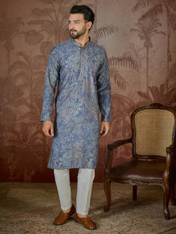 ETHNIC BAY - Men Blue Paisley Printed Kurta with Pant